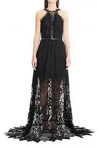 $7365 Designer ELIE SAAB Women's Maxi Black Long Lace Sleeveless Dress Gown - Picture 1 of 6