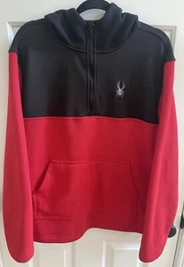 SPYDER 1/4 ZIP Pullover Jacket Hoodie Red Black Mens SZ Large SPFFD093-601 - Picture 1 of 7