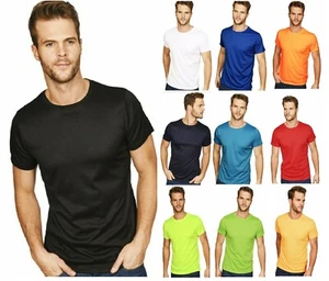 Mens Plain POLYESTER T shirt Crew Neck T-Shirts Tee Top Muscle TOP Shirts poly t - Picture 1 of 12