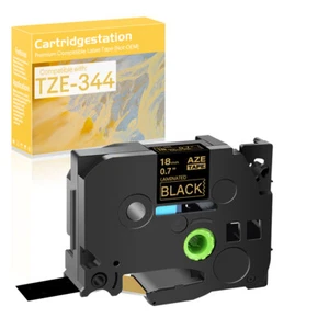 1PK Fits for Brother TZe TZ344 PT-D800W 3/4 in Gold/Black Label Tape for File - Picture 1 of 10