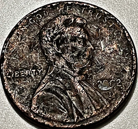 2002 D Lincoln Memorial Penny Error Scratched Up Business Strike Cover