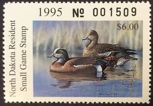 1995 $6 North Dakota Small Game Stamp, #ND14, Used, VF - Picture 1 of 2
