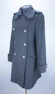 Abrigo gris de doble botonadura Allsaints Boni para mujer talla 10 chaqueta de lana Foto 1 de 4