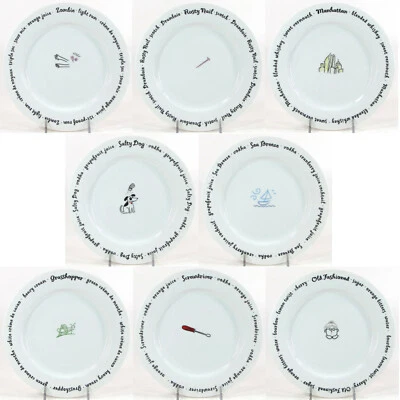 U PICK Pottery Barn BAR LINGO 8" Plato de Cóctel Bebidas Mixtas Porcelana Como Nuevo Foto 1 de 2