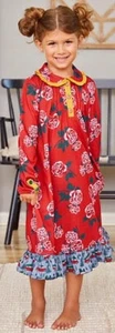 Matilda Jane Size 8 Floral Rose Sleepyhead Long Sleeve Nightgown Red - Picture 1 of 7