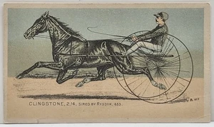Clingstone Harness Trotter Horse Racing Trade Card Sired by Rysdyk 653 - Picture 1 of 2