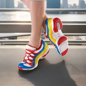 Bloch Wave SO523L Dance Sneakers Blue Multi Split Sole Jazz Shoes Size 10 - Picture 1 of 10
