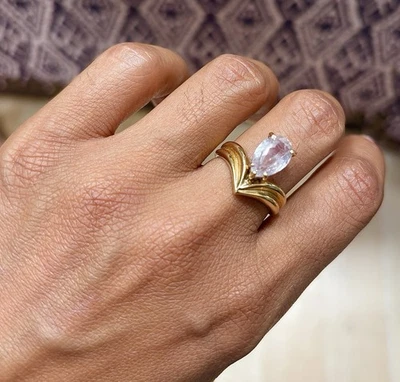 Anillo de oro de 14k vintage piedra morganita de 2 quilates Foto 1 de 4