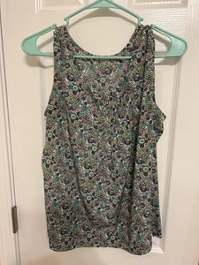 Talbots grüne ärmellose Bluse mit Blumenmuster Größe M - Bild 1 von 2
