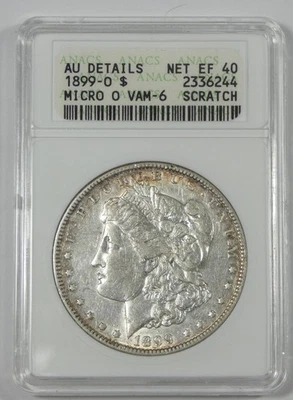 ANACS Authentic 1899-O Micro "O" Morgan Dollar  AU Details Silver Dollar ~ VAM-6 - Image 1 of 4