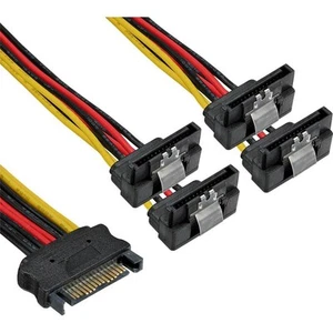 3x InLine SATA Strom-Y-Kabel, SATA Buchse an 4x SATA Stecker gewinkelt, mit Sich - Bild 1 von 2