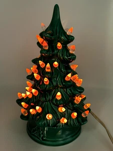 Vintage MCM Holland Mold Small Ceramic Lighted Christmas Tree - Picture 1 of 16