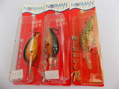 NORMAN PRO EDGE MIDDLE N 2" & 3/8 oz. - 3 LURES - USA - T84 - Image 1 of 4