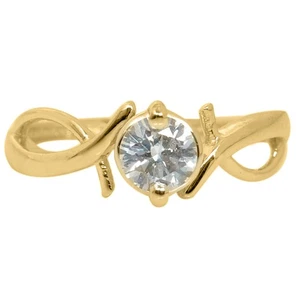 0,65Kt 5,50mm G-H VS2 Natürlich Weiß Diamant Damen Ring Im Solide 585er Gelbgold - Picture 1 of 4