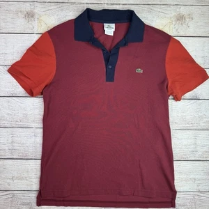 Lacoste Herren Poloshirt Regular Fit Rot Marine Colorblock Größe 4 Preppy - Bild 1 von 6
