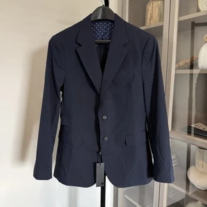 Greyson Rhodes Seersucker Maltese Blue Lightweight Blazer Navy Jacket 38 NEW - Picture 1 of 7