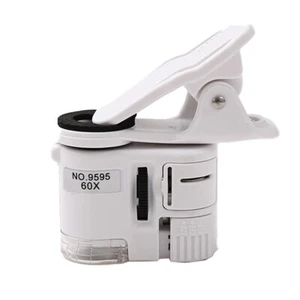 Microscopio universale 60X zoom micro fotocamera clip obiettivo telefono con luce LED cellulare - Foto 1 di 1