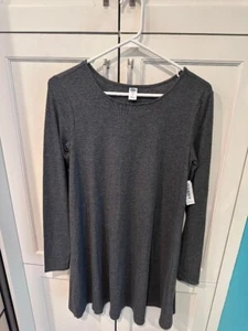 Neu Old Navy lässige Mode graues stretchiges Damenkleid klein langarm - Bild 1 von 3