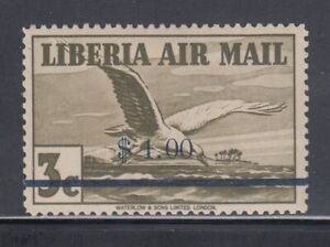 Liberia # C49 Mint 1944-45 Surcharge Bird Waterlow Signed Stolow