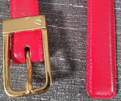 Cinturón Liz Claiborne Mujer Grande Rojo Fino Grano Completo Semi Anilina Cuero Foto 1 de 4