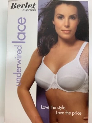 Sujetador Berlei elástico liso blanco copa con alas de encaje 34B Foto 1 de 2