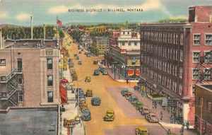 # A1188 BILLINGS, MT. LINEN POSTCARD, BUSINESS DISTRICT - Picture 1 of 2