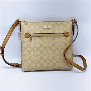 Coach Rowan File Bag In Signature Canvas Light Khaki Light Saddle C1554 Purse - Picture 1 of 8