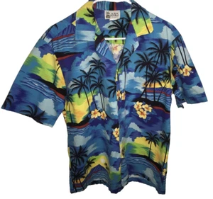 Hawaiian Shirt Vintage Aloha Republic Mens Palm Trees Floral L Made In Hawaii - Picture 1 of 8