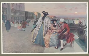 Wandbild Original von Franz Leo Ruben um 1905 antiker Druck NACH DEM BALL - VENEDIG - Bild 1 von 2