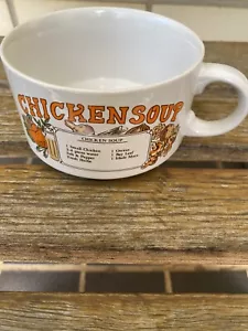 VINTAGE 1980s Recipe Soup Bowl/Mug CHICKEN Ceramic Country Cottage Kitchen Decor - Picture 1 of 5