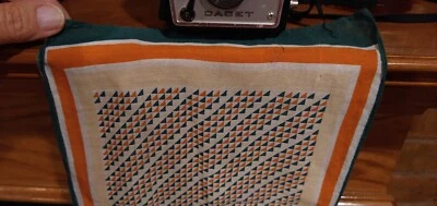 Bufanda Vintage Eva MT 8"x50" Geométrica Naranja y Verde Triángulos G+ 230608 Foto 1 de 3