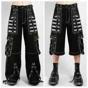 Gothic Black & White Tripp Pant Bondage Punk Rock Dead Threads Baggy Pant - Picture 1 of 4