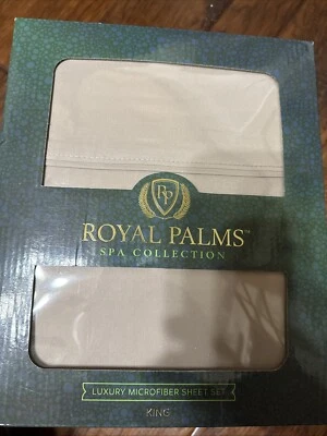 Conjunto de Lençóis Royal Palms Spa Collection Luxo Microfibra King Taupe - NOVO - Imagem 1 de 3