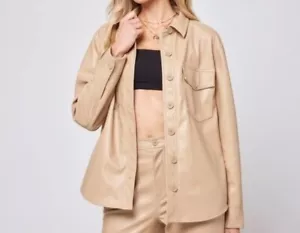 Faux Leather Echo Button-Up Jacket Office Siren Long Sleeves Size XL Women's - Picture 1 of 9