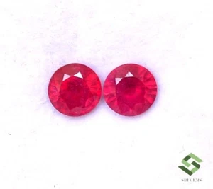 2.39 CTS Natural Ruby Round Cut Pair 6 mm Mozambique Loose Gemstones GF - Picture 1 of 8