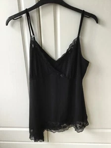 LADIES NEXT BLACK CAMISOLE EMBELLISHED BEADS, SEQUINS AND LACE SIZE 14 VGC - Picture 1 of 7