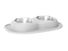 Double Low Pet Feeding System by WeatherTech for Dog/ Cat in Light Grey