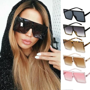 Oversized Large Square Flat Top Fashion Designer Sunglasses Men Women Shades - Picture 1 of 12