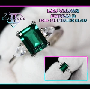 Lab Grown Colombian Emerald Ring | Colombian Emerald Engagement Ring - Picture 1 of 10