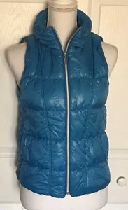 Venezia Milano Italy Womens Down Blue Green Double Zipper Puffer Zipper Vest XS - Picture 1 of 8