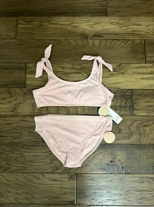 NWT GB Girls 2 Pc Bikini Swimsuit Sz 16 Pink Peach Color Terry Cloth - Picture 1 of 6