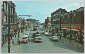 Moncton New Brunswick Vintage Postcard Main Street Coca Cola 7up Woolworth - Bild 1 von 2