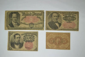 Group of 4 Different Fractional Notes- 3- Fifth Issue and 1 First Issue - Picture 1 of 4