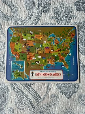 Mapa rompecabezas vintage Rainbow Works Estados Unidos 1968 NUEVO marco sellado bandeja EE. UU. Foto 1 de 4