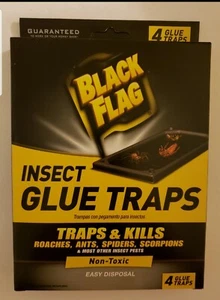 BLACK FLAG, 4-PACK INSECT GLUE TRAPS. New for roaches,scorpions & other insects - Picture 1 of 2