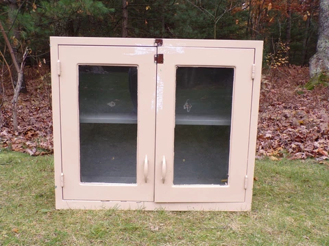 Vintage Mid Century Medical Dental Apothecary Glass & Metal Wall Cabinet Cover