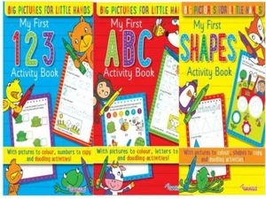 ABC 123 Shapes A4 Learn Write Letters Numbers Activity Colouring Books- Set of 3 - Imagen 1 de 4