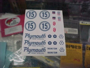 1/24 slotcar 1/24 scale Vintage Plymouth McKee Hemi Special slot car DECALS - Picture 1 of 2