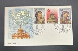 Roma 25 Aniversario Naciones Unidas 3 Estampillas Primer Día Emisión US COVER 8914 - Imagen 1 de 10