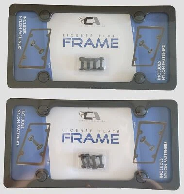 Lote de 2 Kit de marco/pernos/tapas de matrícula ABS de plástico negro mate - coche-camión Foto 1 de 4